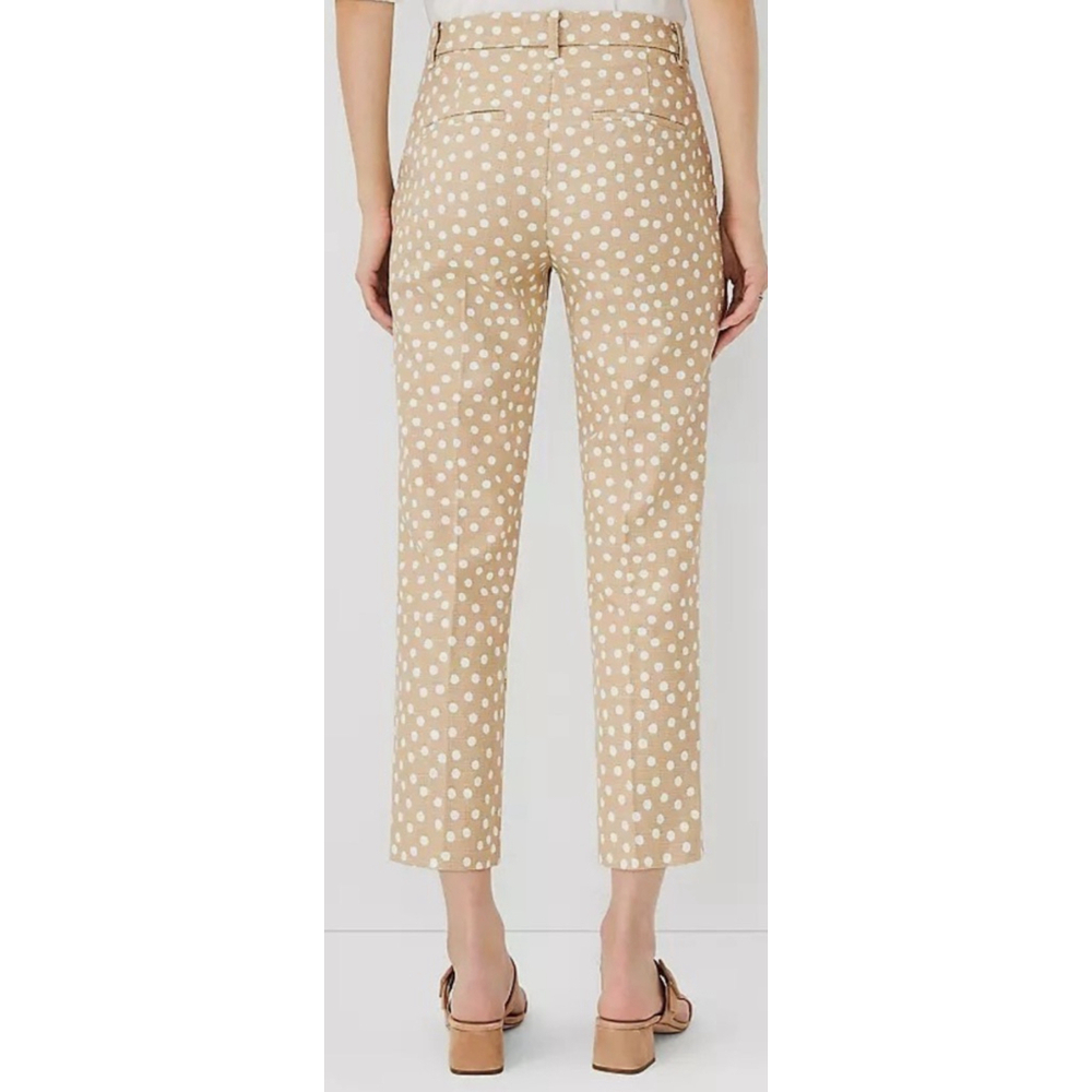 Women's Ann Taylor Pants Size 2 Tan White Polka Dot - Picture 4 of 12
